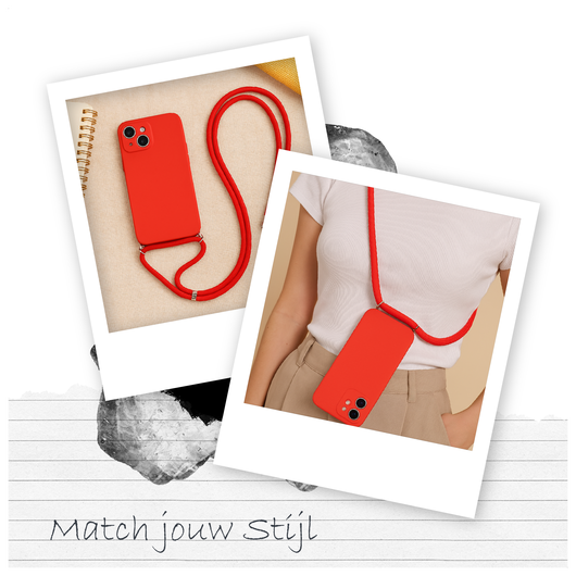 Samsung Galaxy A16 Hoesje met Koord en Camera Bescherming Back Cover Rood afbeelding 4