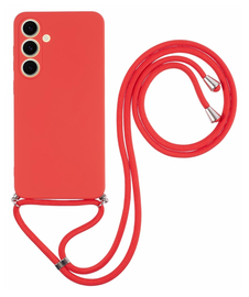 Samsung Galaxy A16 Hoesje met Koord en Camera Bescherming Back Cover Rood