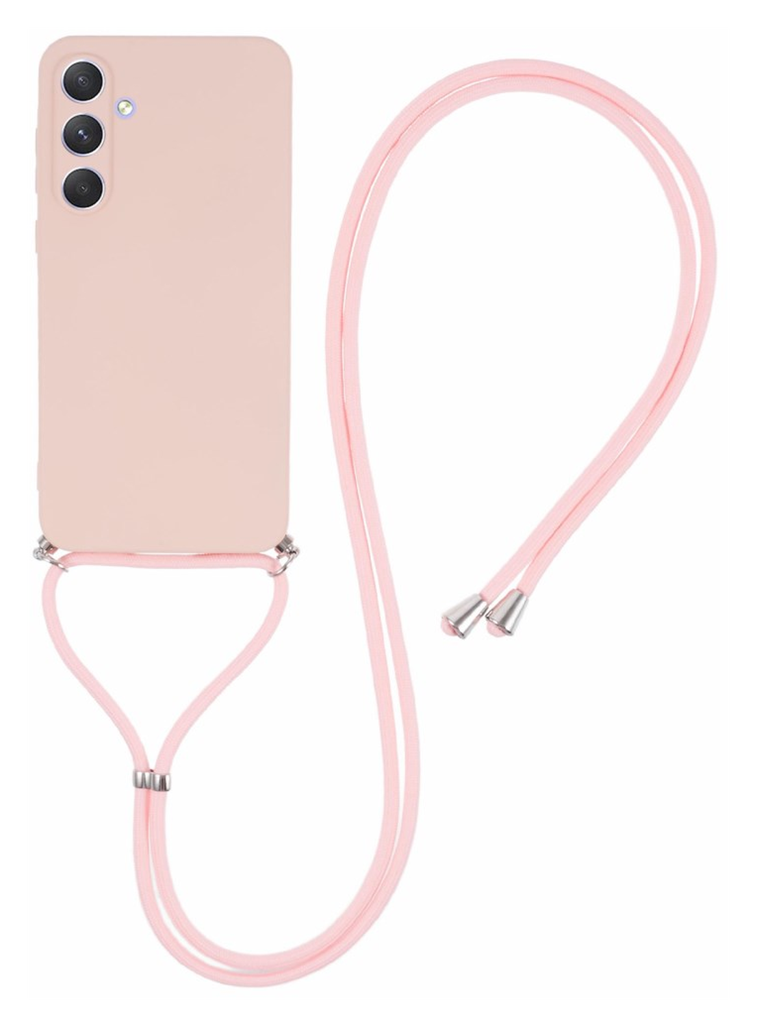 Samsung Galaxy A55 Hoesje met Koord en Camera Bescherming Back Cover Roze afbeelding 1
