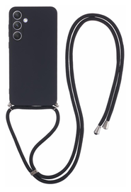 Samsung Galaxy A55 Hoesje met Koord en Camera Bescherming Back Cover Zwart