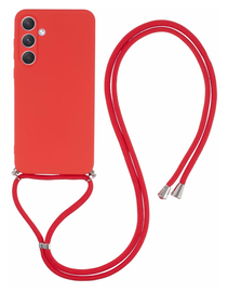 Samsung Galaxy A55 Hoesje met Koord en Camera Bescherming Back Cover Rood
