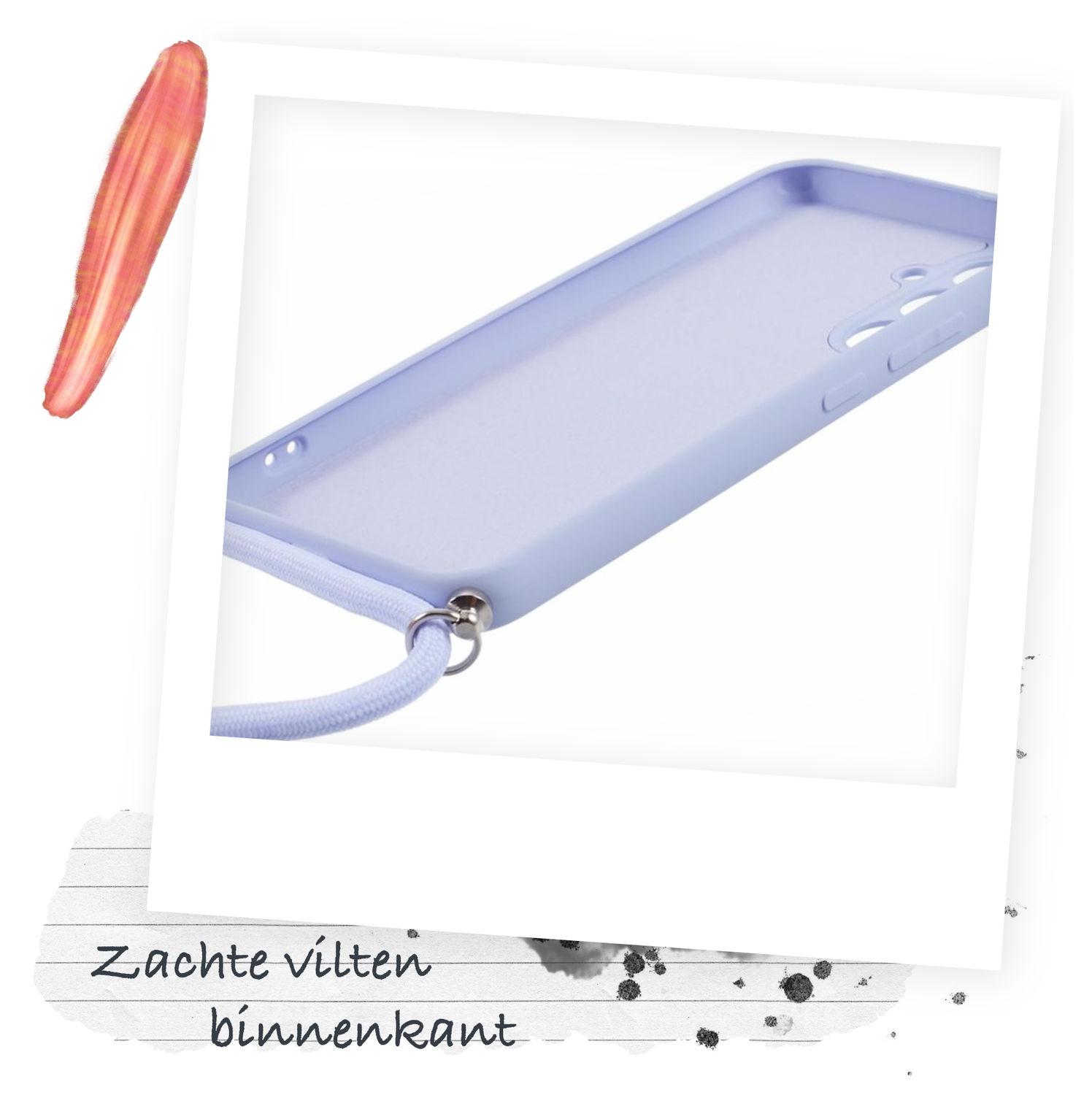 Samsung Galaxy A54 Hoesje met Koord en Camera Bescherming Back Cover Lichtpaars afbeelding 5
