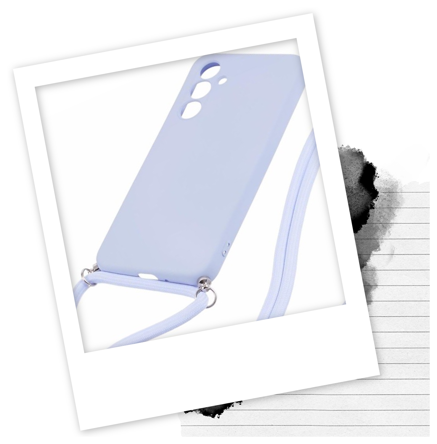 Samsung Galaxy A54 Hoesje met Koord en Camera Bescherming Back Cover Lichtpaars afbeelding 2