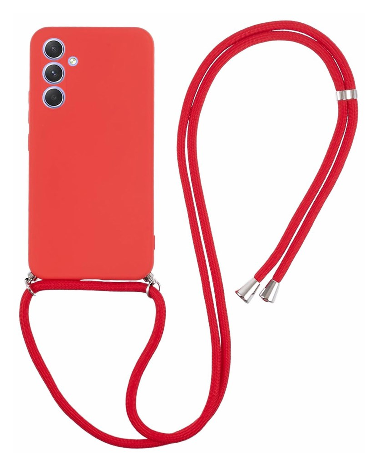 Samsung Galaxy A54 Hoesje met Koord en Camera Bescherming Back Cover Rood afbeelding 1