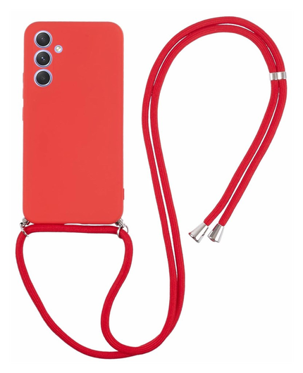 Samsung Galaxy A54 Hoesje met Koord en Camera Bescherming Back Cover Rood afbeelding 1