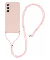 Samsung Galaxy A35 Hoesje met Koord en Camera Bescherming Back Cover Roze afbeelding