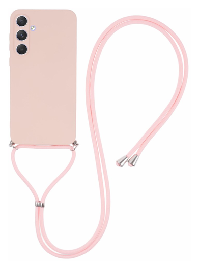 Samsung Galaxy A35 Hoesje met Koord en Camera Bescherming Back Cover Roze afbeelding 1