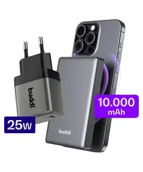 Buddi Connect 10.000 mAh MagSafe Powerbank 20W met 25W Oplader Zwart afbeelding