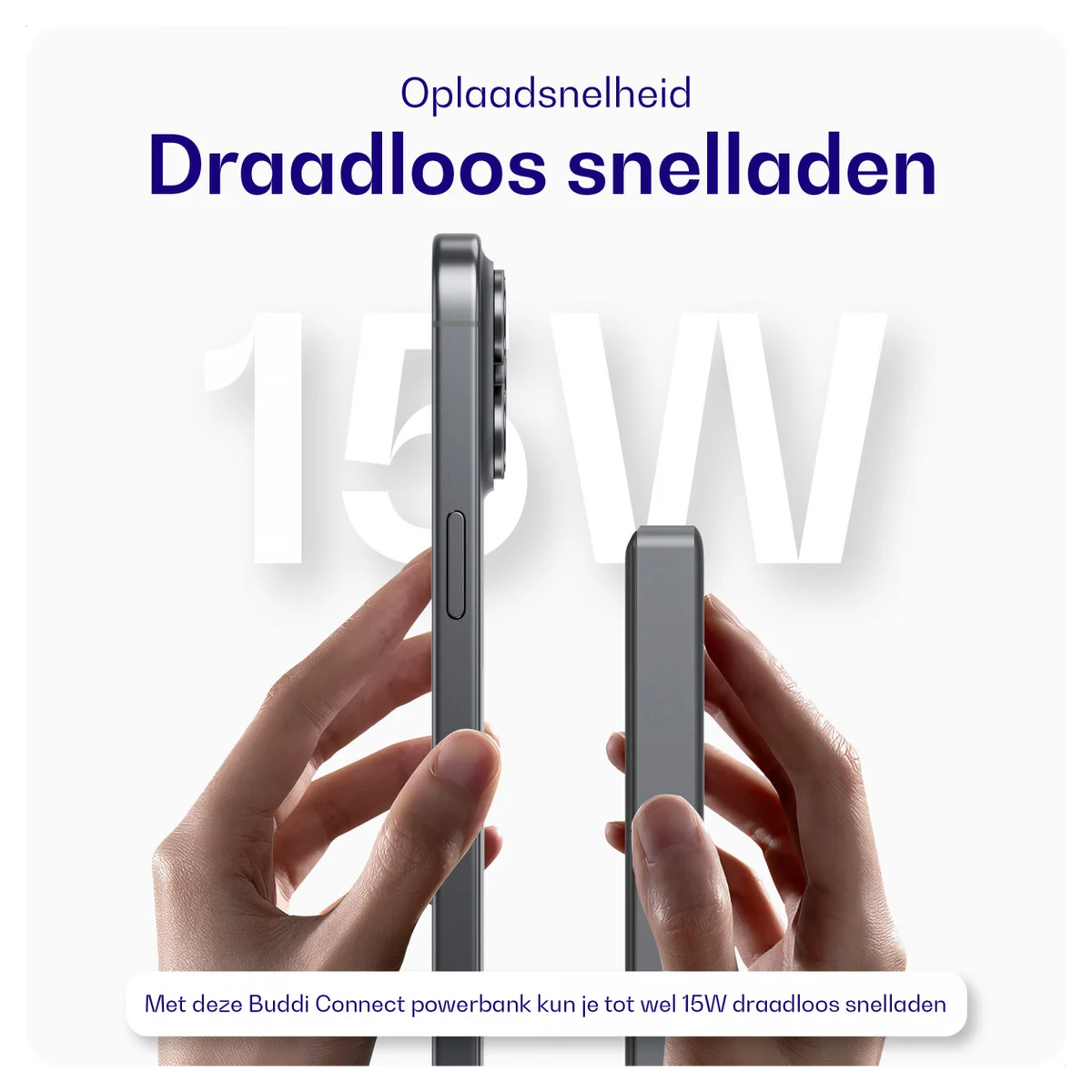 Buddi Connect 10.000 mAh MagSafe Powerbank 20W met 25W Oplader Zwart afbeelding 2