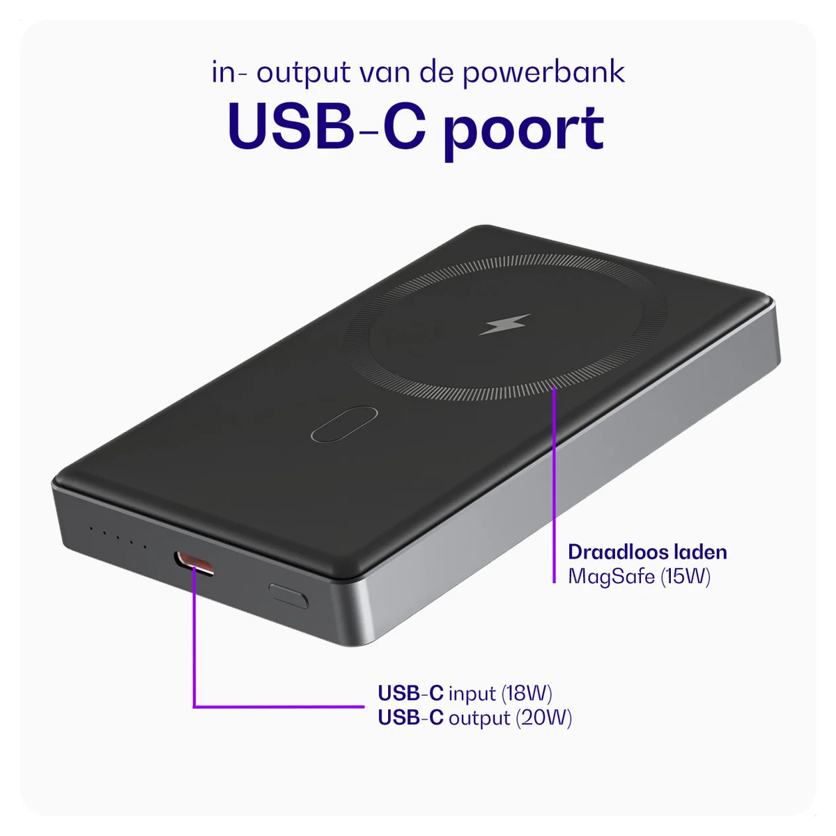 Buddi Connect 10.000 mAh MagSafe Powerbank 20W met 25W Oplader Zwart afbeelding 6