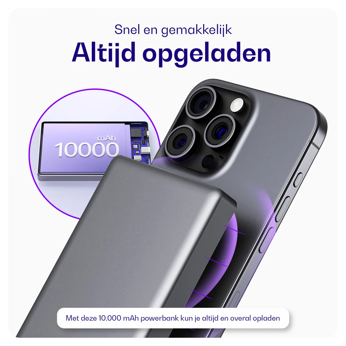Buddi Connect 10.000 mAh MagSafe Powerbank 20W met 25W Oplader Zwart afbeelding 7