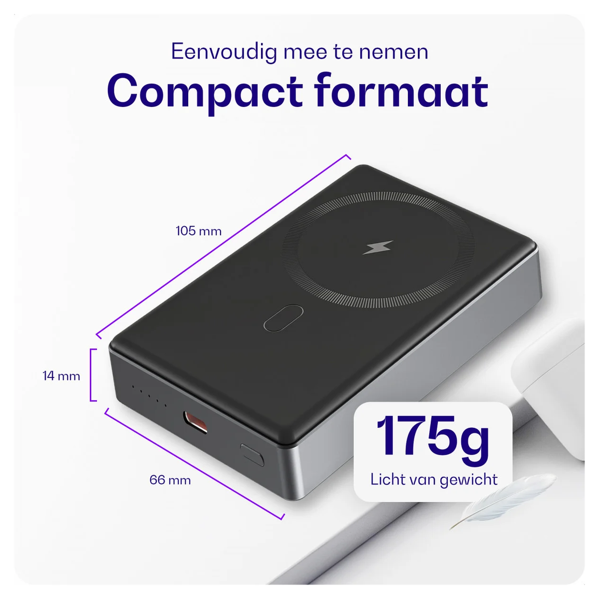 Buddi Connect 10.000 mAh MagSafe Powerbank 20W met 25W Oplader Zwart afbeelding 9