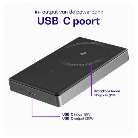 Buddi Connect 10.000 mAh MagSafe Powerbank 20W met 25W Oplader Zwart afbeelding 6