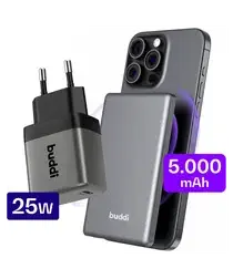 Buddi Connect 5.000 mAh MagSafe Powerbank 20W met 25W Oplader Zwart afbeelding