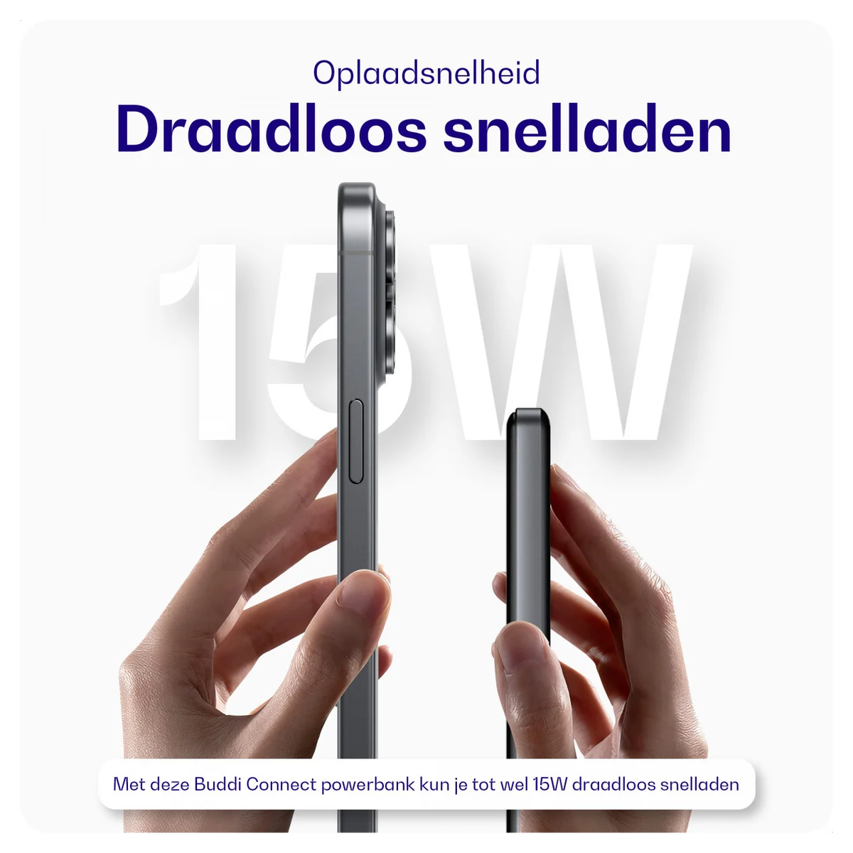 Buddi Connect 5.000 mAh MagSafe Powerbank 20W met 25W Oplader Zwart afbeelding 2