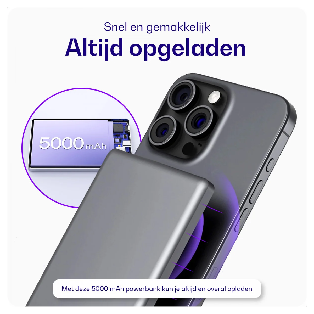 Buddi Connect 5.000 mAh MagSafe Powerbank 20W met 25W Oplader Zwart afbeelding 7