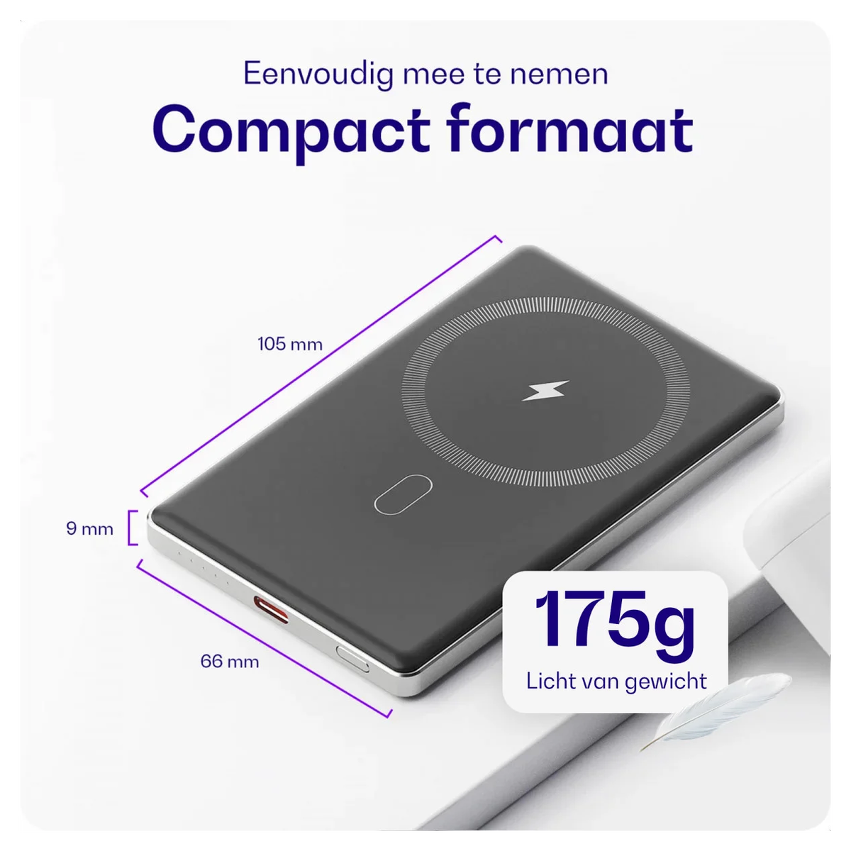 Buddi Connect 5.000 mAh MagSafe Powerbank 20W met 25W Oplader Zwart afbeelding 9