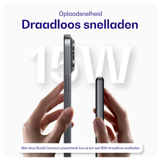 Buddi Connect 5.000 mAh MagSafe Powerbank 20W met 25W Oplader Zwart afbeelding 2