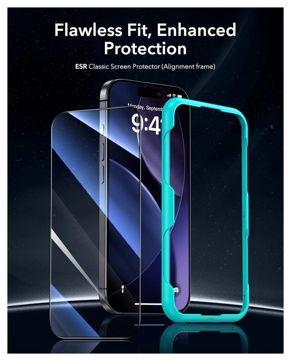 ESR iPhone 17 / 16 Pro Screen Protector Tempered Glass met Montageframe (3-Pack) afbeelding 3