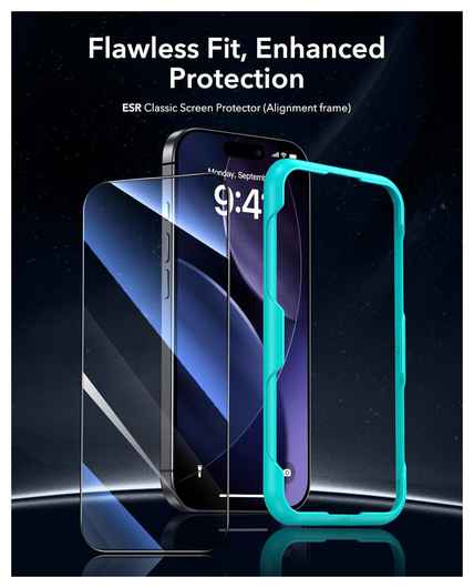 ESR iPhone 17 Pro Screen Protector Tempered Glass met Montageframe (3-Pack) afbeelding 2