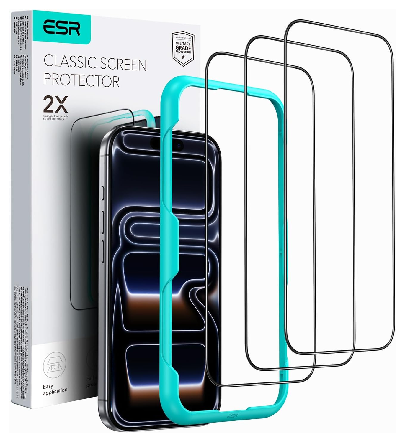 ESR iPhone 17 Pro Max Screen Protector Tempered Glass met Montageframe (3-Pack) afbeelding 1