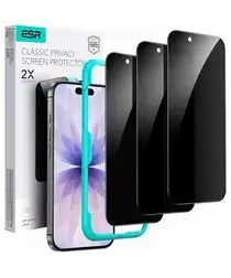 ESR Privacy Screen Protector iPhone 17 / 16 Pro Tempered Glass (3-Pack) afbeelding