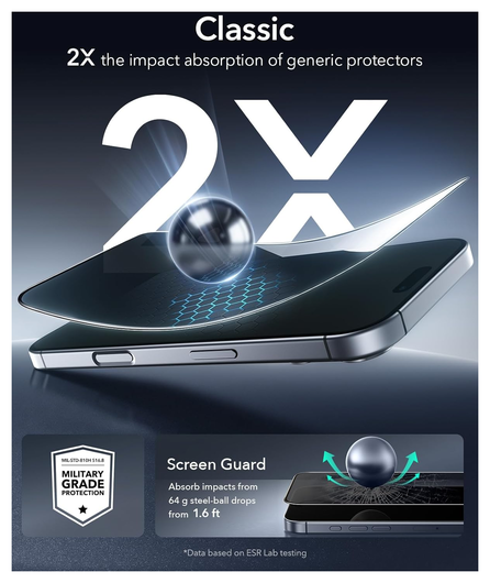 ESR Privacy Screen Protector iPhone 17 / 16 Pro Tempered Glass (3-Pack) afbeelding 6