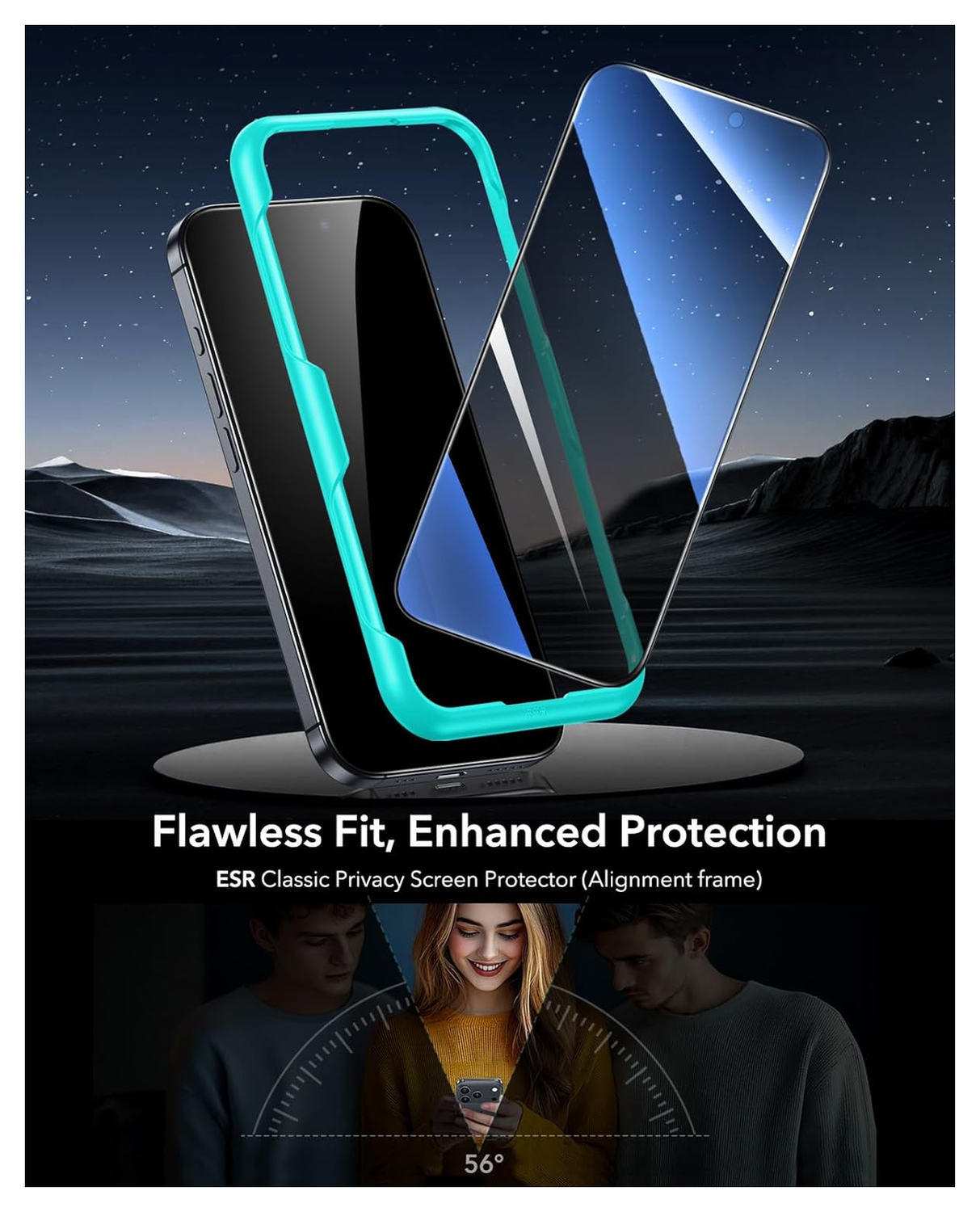 ESR Privacy Screen Protector iPhone 17 Pro Max Tempered Glass (3-Pack) afbeelding 2