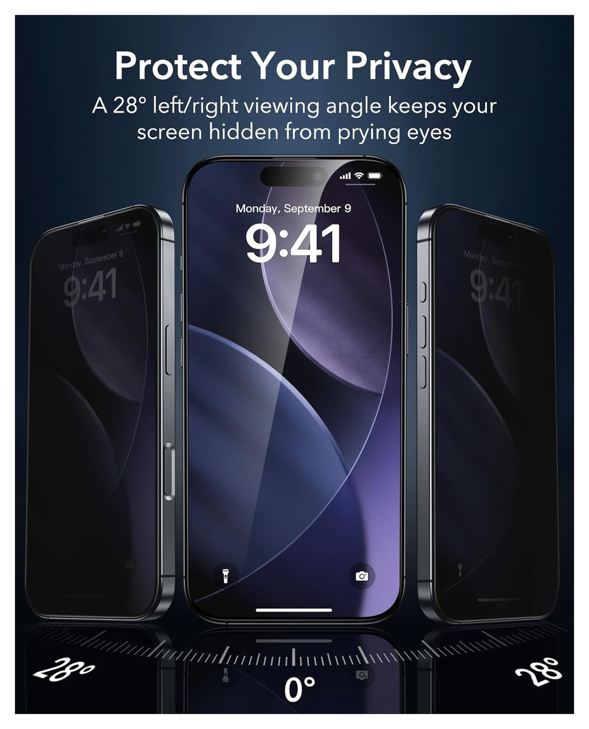 ESR Privacy Screen Protector iPhone 17 Pro Max Tempered Glass (3-Pack) afbeelding 3