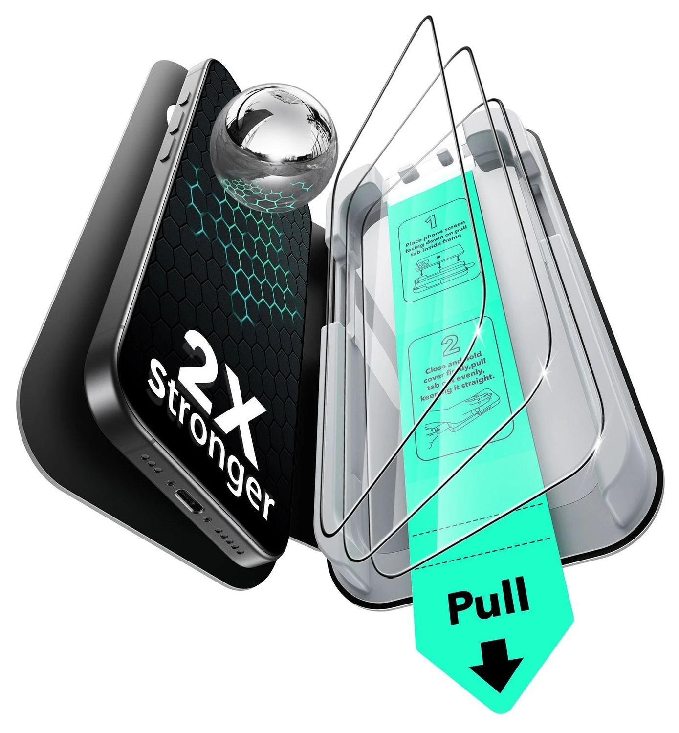 ESR UltraFit Tempered Glass iPhone 17 / 16 Pro Screen Protector (3-Pack) afbeelding 1