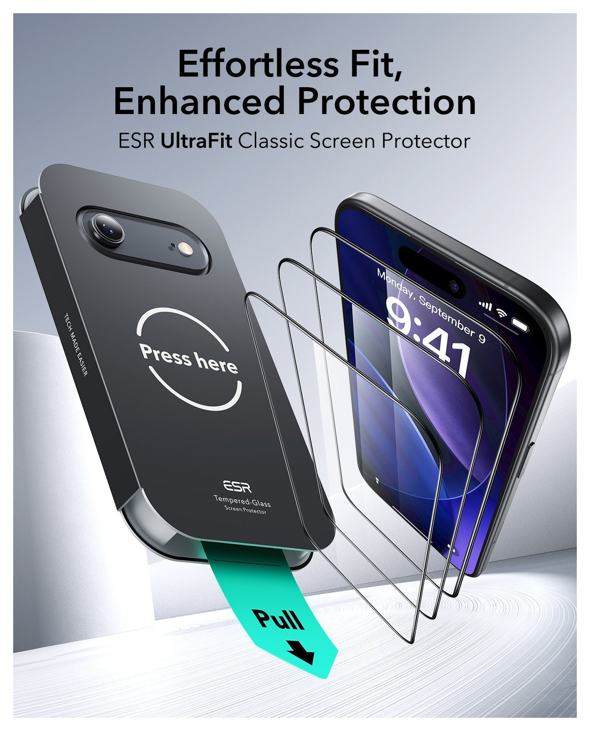 ESR UltraFit Tempered Glass iPhone Air Screen Protector (3-Pack) afbeelding 2