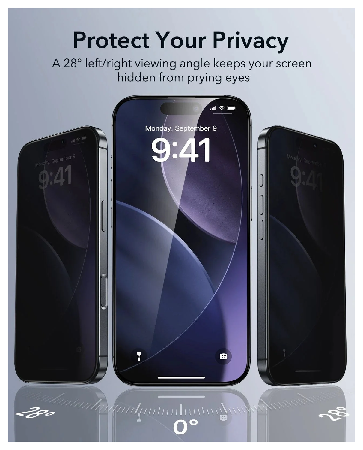 ESR UltraFit Privacy iPhone 17 Pro Max Screen Protector Tempered Glass (3-Pack) afbeelding 3