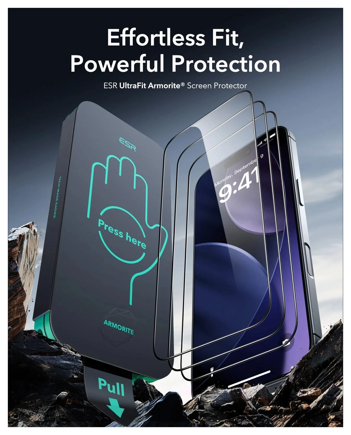 ESR UltraFit Armorite iPhone 17 Pro Screen Protector Tempered Glass (3-Pack) afbeelding 2