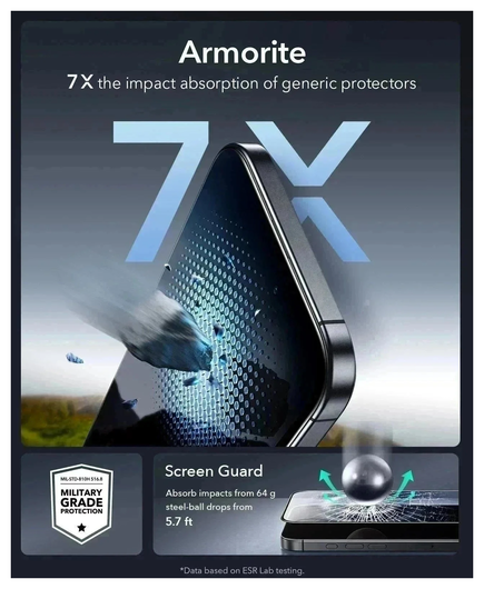 ESR UltraFit Armorite iPhone 17 Pro Screen Protector Tempered Glass (3-Pack) afbeelding 5