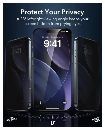 ESR UltraFit Armorite Privacy iPhone 17 Pro Tempered Glass (3-Pack) afbeelding 3