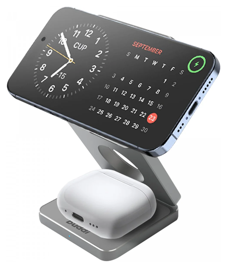 Buddi Power 3-in-1 Draadloze MagSafe / Qi2 Oplader met 25W Power Adapter Grijs afbeelding 12
