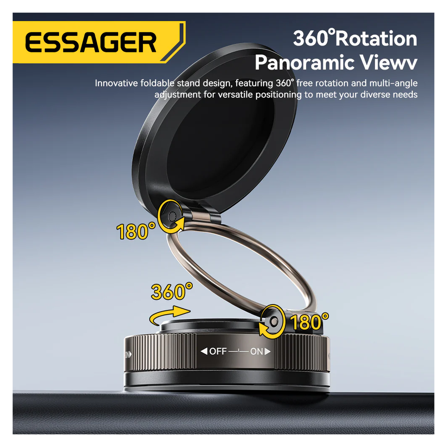 Essager Magnetische MagSafe Telefoonhouder Auto Dashboard met Zuignap Zwart afbeelding 3