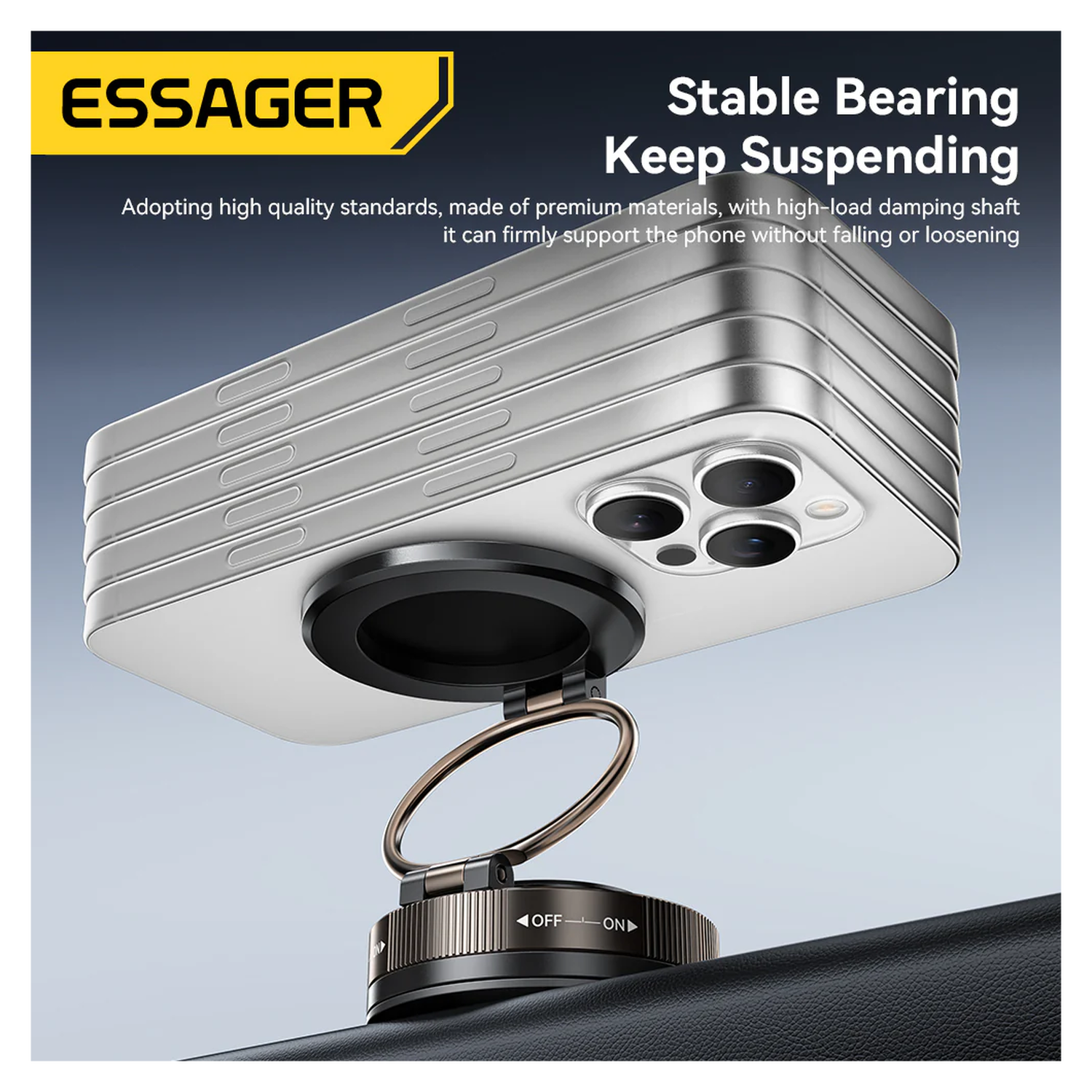 Essager Magnetische MagSafe Telefoonhouder Auto Dashboard met Zuignap Zwart afbeelding 6