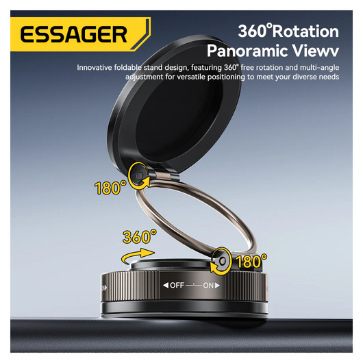 Essager Magnetische MagSafe Telefoonhouder Auto Dashboard met Zuignap Zwart afbeelding 3