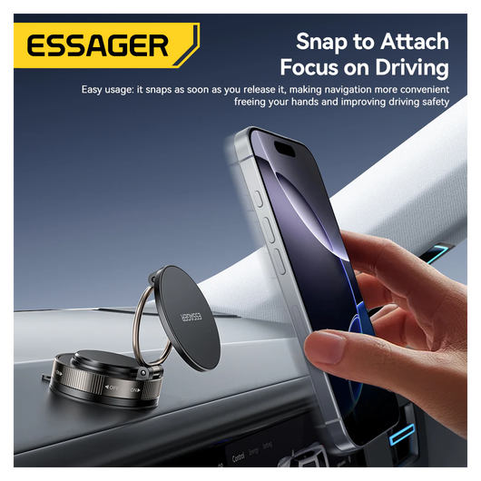 Essager Magnetische MagSafe Telefoonhouder Auto Dashboard met Zuignap Zwart afbeelding 2