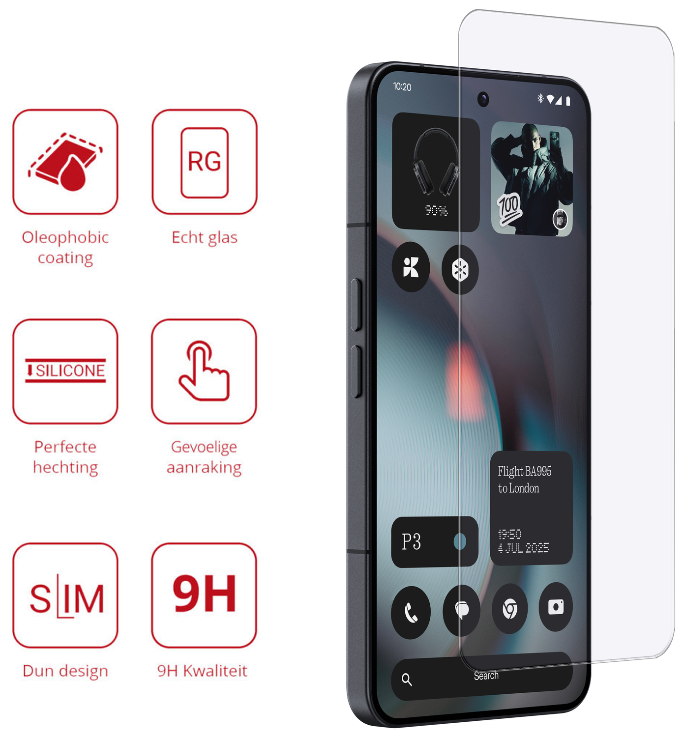 Rosso Nothing Phone (3) 9H Tempered Glass Screen Protector afbeelding 2