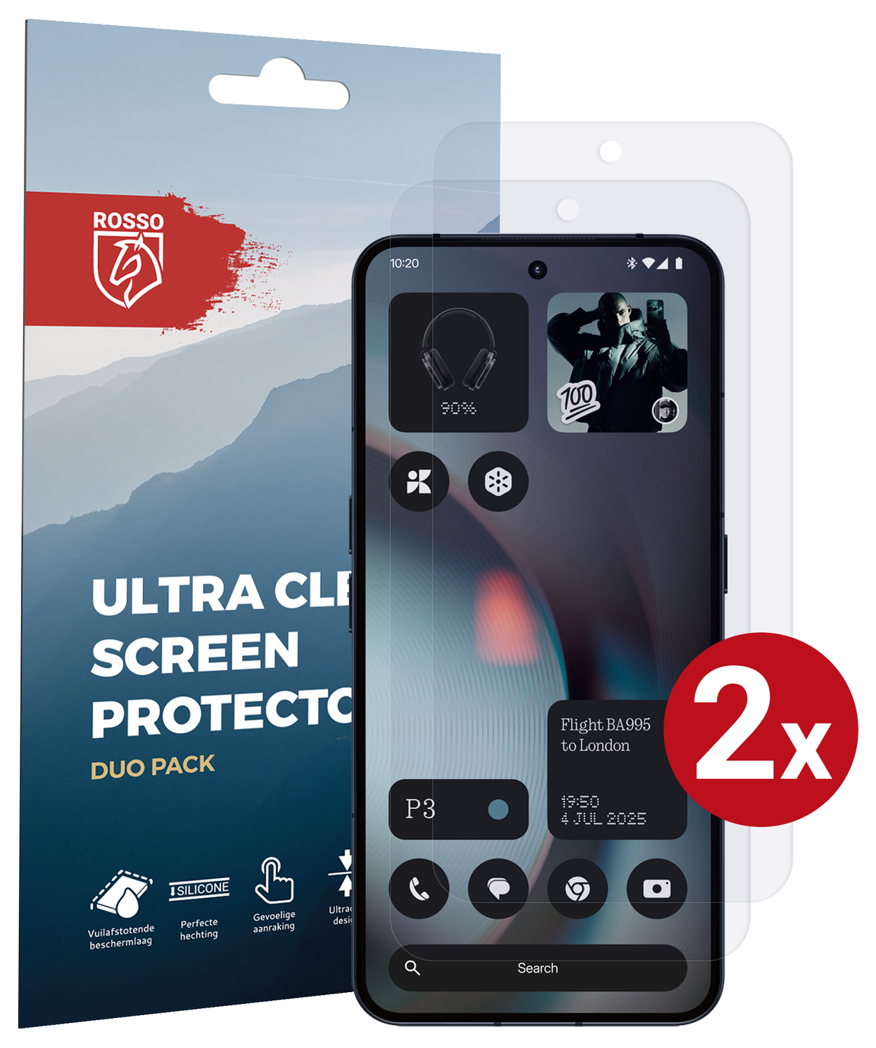 Rosso Nothing Phone (3) Screen Protector Case Friendly Folie Duo Pack afbeelding 1