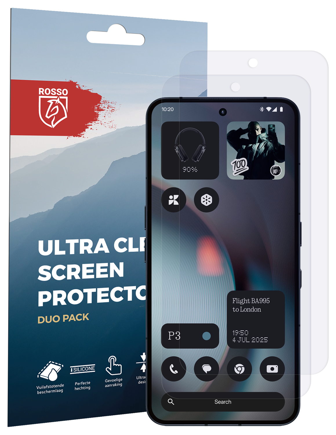 Rosso Nothing Phone (3) Screen Protector Case Friendly Folie Duo Pack afbeelding 7