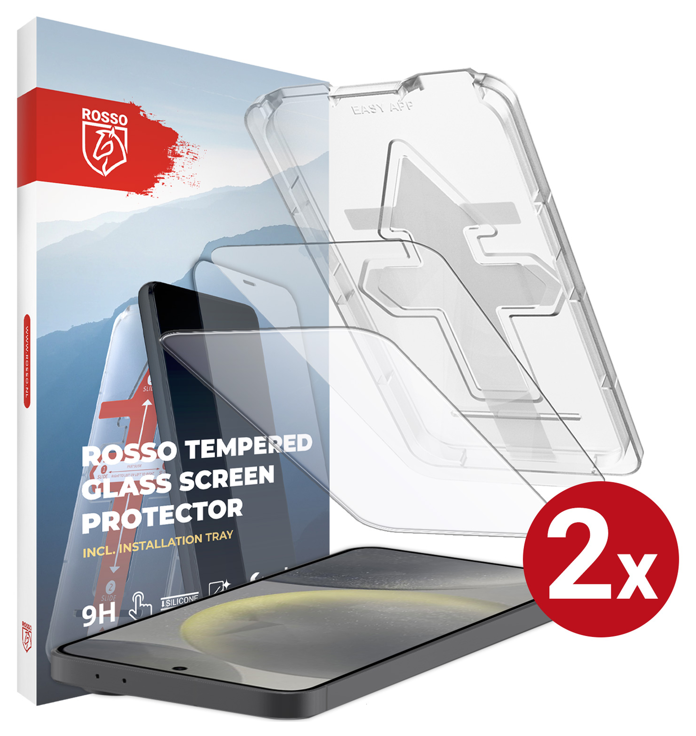Rosso Samsung S24 Tempered Glass met Installatietray (2-Pack) afbeelding 1