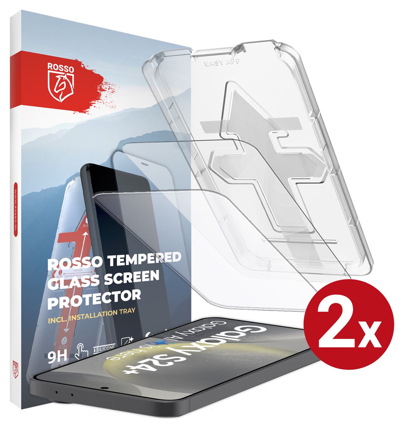 Rosso Samsung S24 Plus Tempered Glass met Installatietray (2-Pack) afbeelding 1