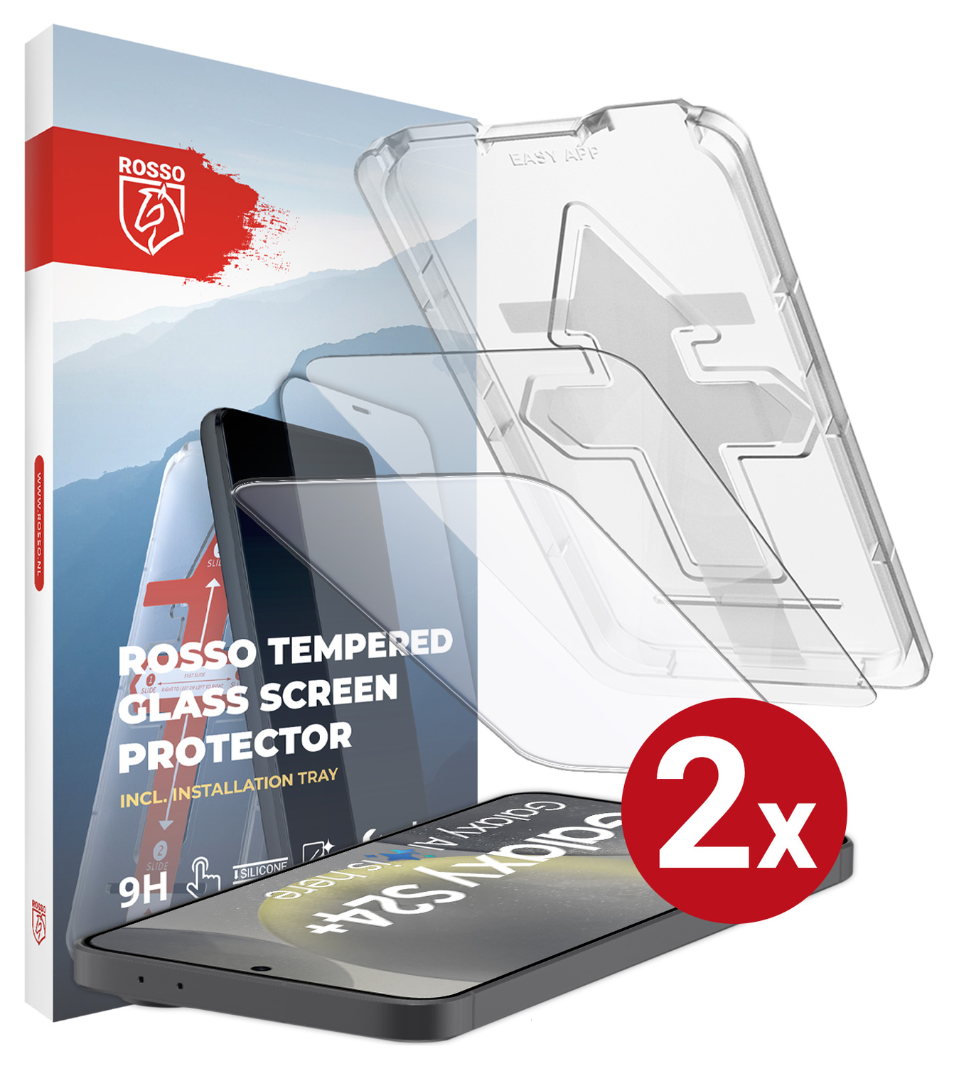 Rosso Samsung S24 Plus Tempered Glass met Installatietray (2-Pack) afbeelding 13