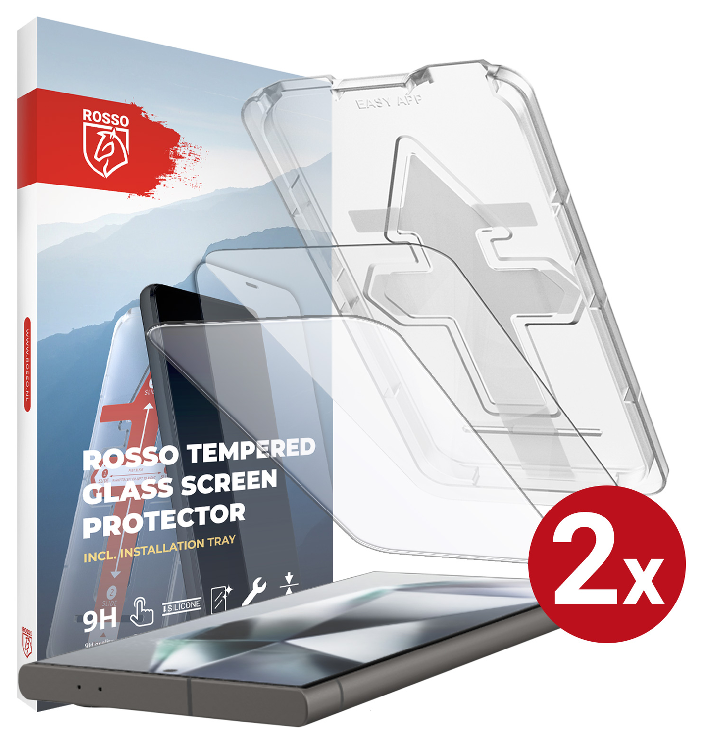 Rosso Samsung S24 Ultra Tempered Glass met Installatietray (2-Pack) afbeelding 1