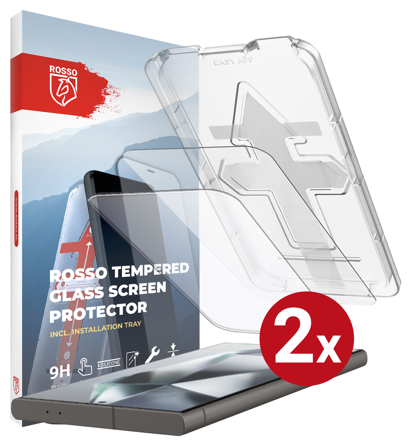 Rosso Samsung S24 Ultra Tempered Glass met Installatietray (2-Pack) afbeelding 13