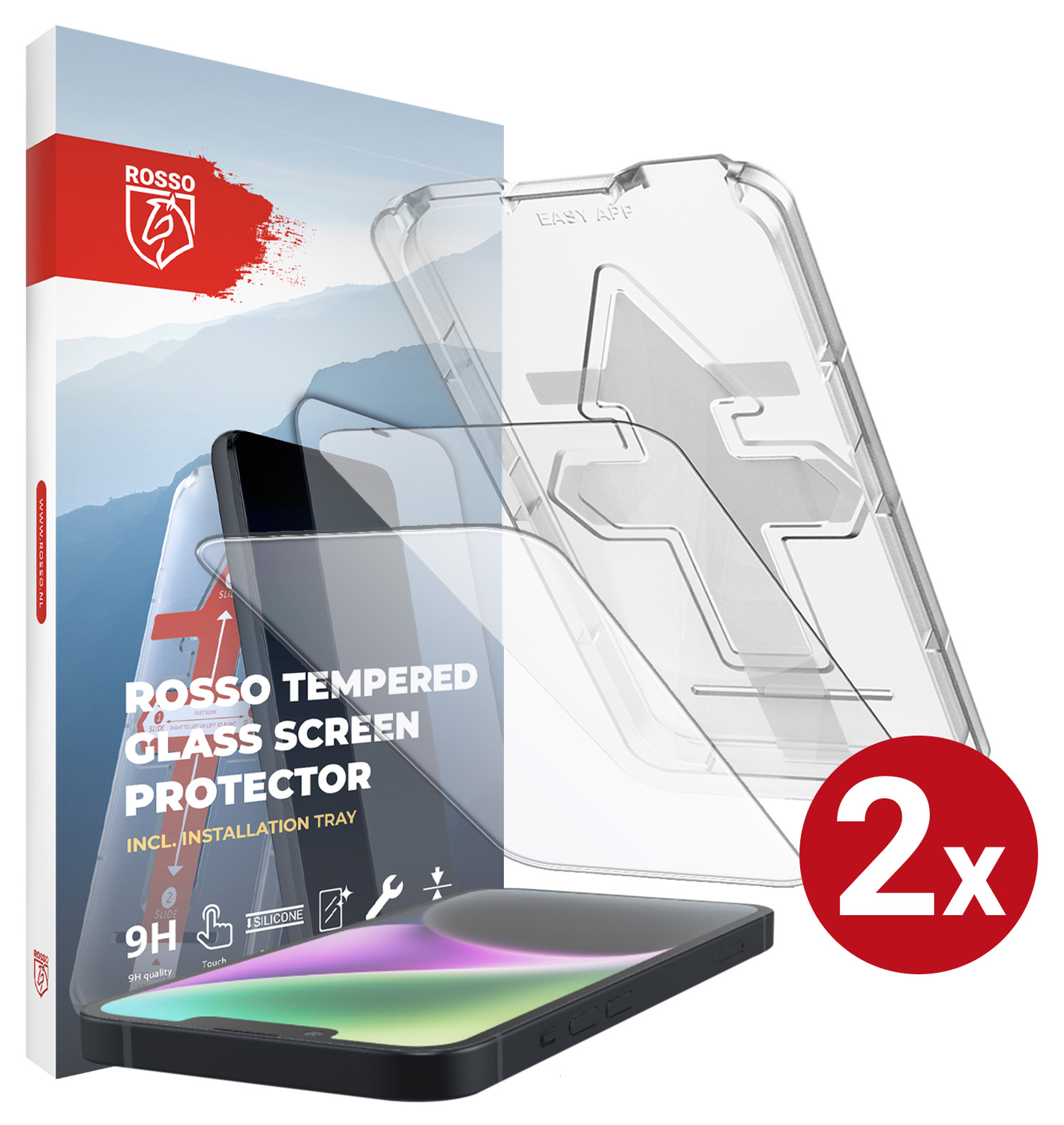 Rosso Apple iPhone 14 Tempered Glass met Installatietray (2-Pack) afbeelding 1