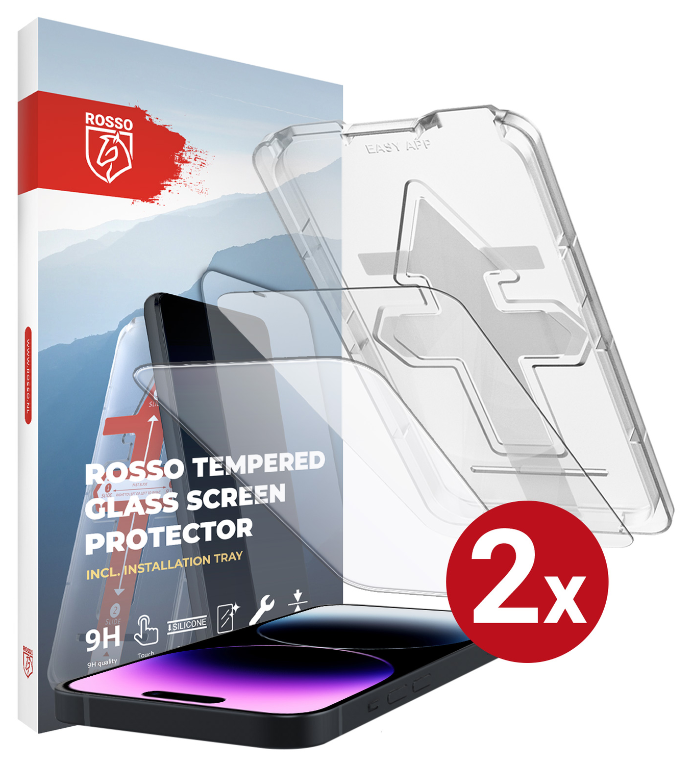 Rosso Apple iPhone 14 Pro Tempered Glass met Installatietray (2-Pack) afbeelding 1